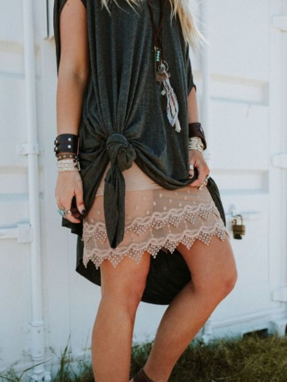 Three Bird Nest Layering Love Lace Slip - Mocha